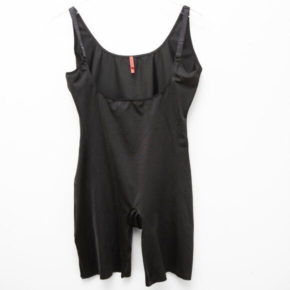 Spanx Mid Thigh Open Bust Bodysuit Shapewear Body Shaper Black Plus Size 1X